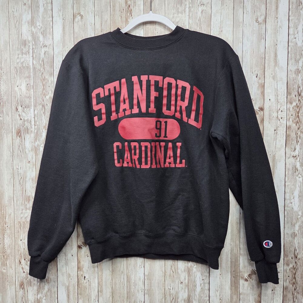Champion Eco Stanford Cardinal University Sweatshirt Adult Size Small Black